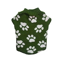 Chompa de lana hipoalergénica huellitas verde talla 2
